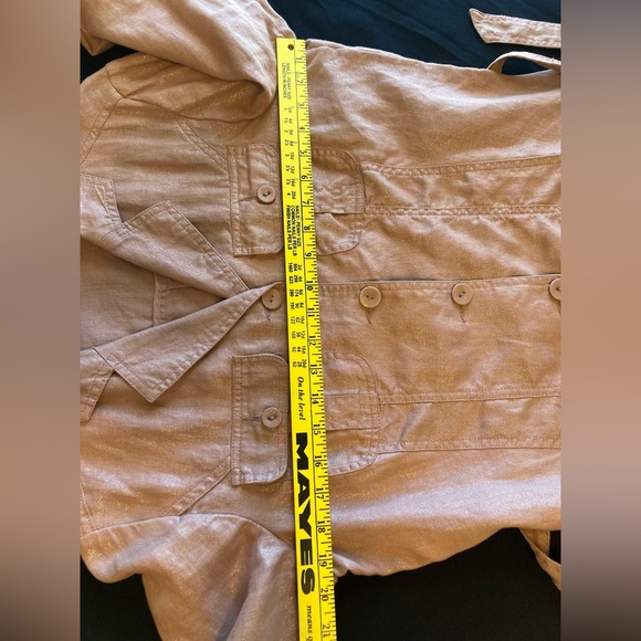 Chico’s Pink Linen Jacket Shirt Tie Waist - Picture 8 of 15